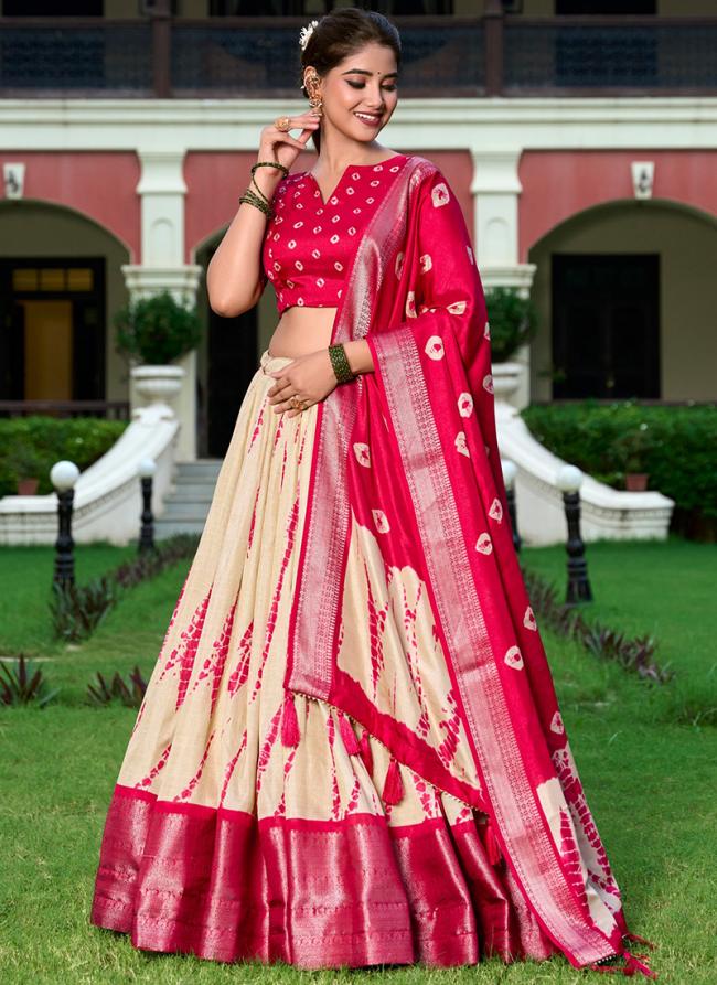 Dola Silk Red Traditional Wear Shibori Print Lehenga Choli